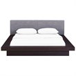 Pemberly Row Queen Fabric Panel Platform Bed in Cappuccino and Gray