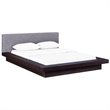Pemberly Row Queen Fabric Panel Platform Bed in Cappuccino and Gray