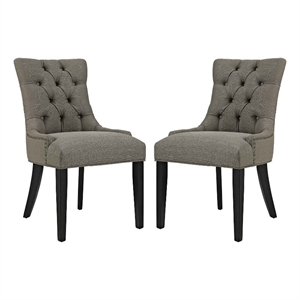 Pemberly Row 20.5&quot Fabric Dining Side Chair in Black/Granite Gray (Set of 2)