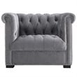 Pemberly Row Modern / Contemporary Velvet Tufted Accent Chair in Gray