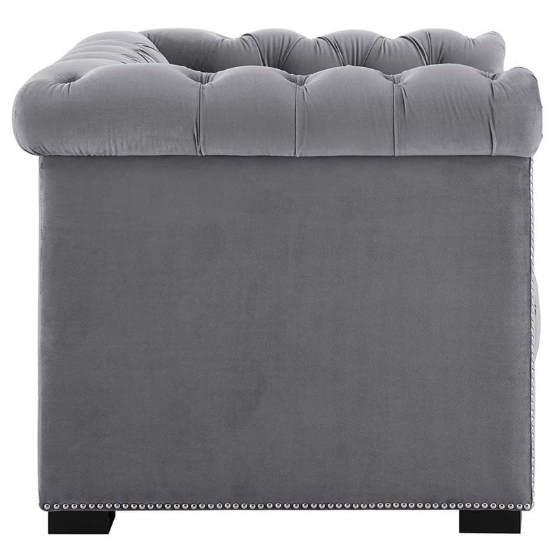 Pemberly Row Modern / Contemporary Velvet Tufted Accent Chair in Gray