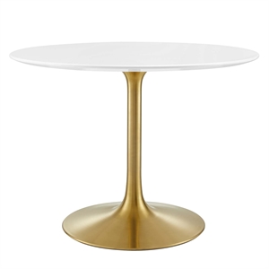 Pemberly Row 40&quot Round Pedestal Dining Table in Gold and White