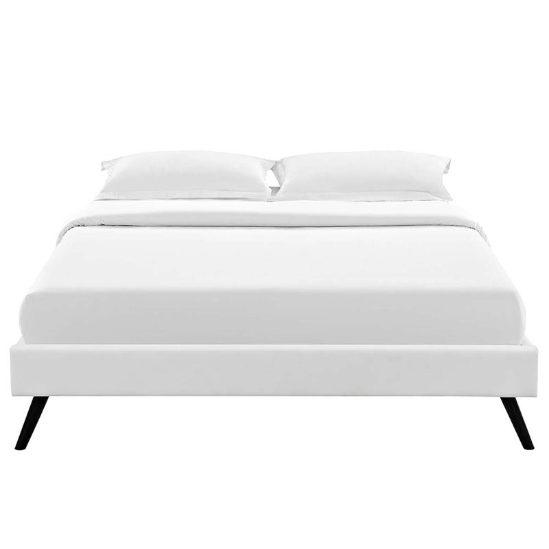 Pemberly Row Modern Faux Leather King Mates Platform Bed in White