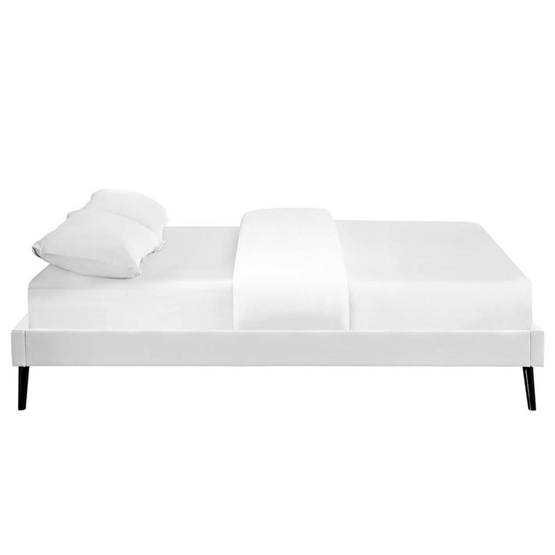 Pemberly Row Modern Faux Leather King Mates Platform Bed in White