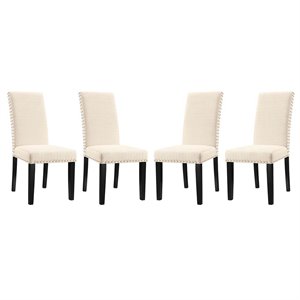 Pemberly Row 19.5&quot Fabric Upholstered Dining Side Chair in Beige (Set of 4)