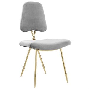 Pemberly Row Modern Upholstered Dining Side Chair in Gray and Gold