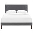 Pemberly Row Modern Upholstered Queen Platform Panel Bed in Gray
