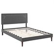 Pemberly Row Modern Upholstered Queen Platform Panel Bed in Gray