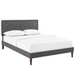 Pemberly Row Modern Upholstered Queen Platform Panel Bed in Gray