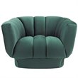 Pemberly Row Vertical Channel Tufted Velvet Armchair in Green