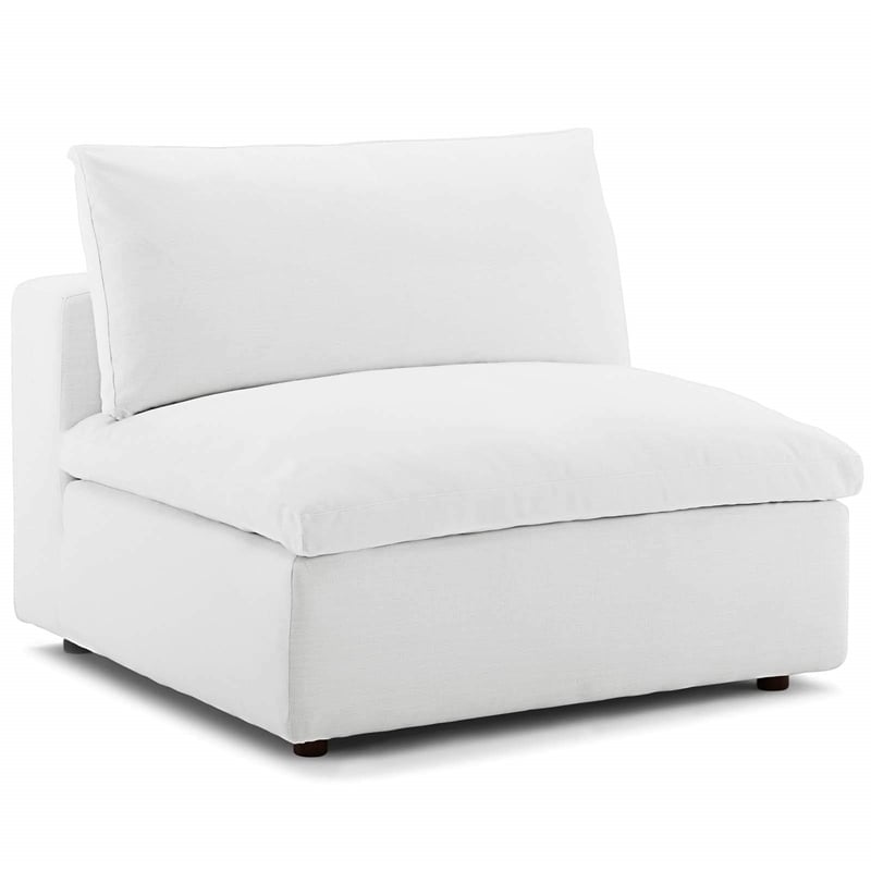 Pemberly Row Modern Down Filled Overstuffed Armless Chair in White