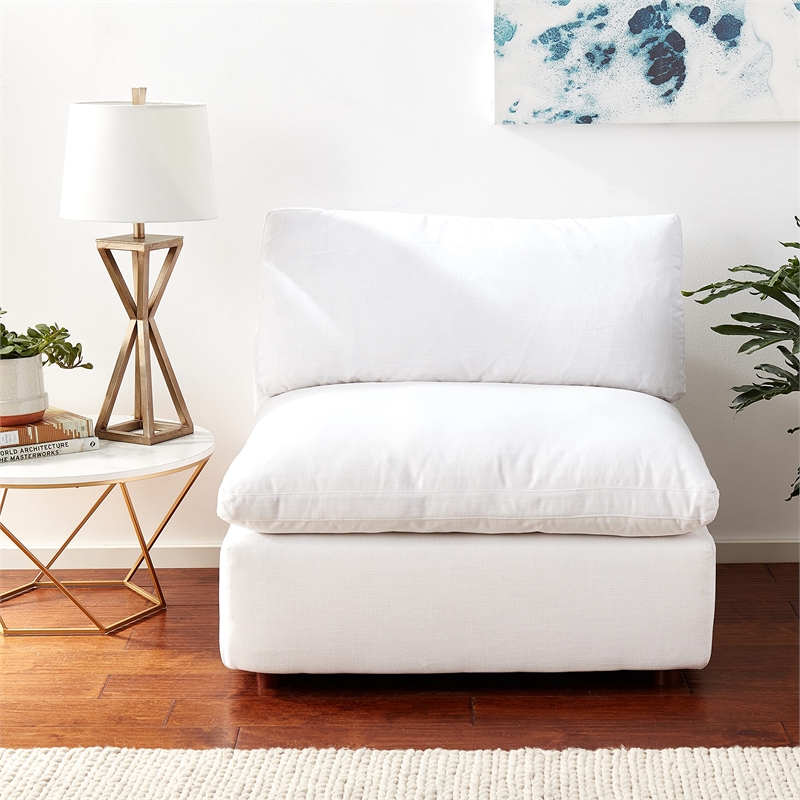Pemberly Row Modern Down Filled Overstuffed Armless Chair in White