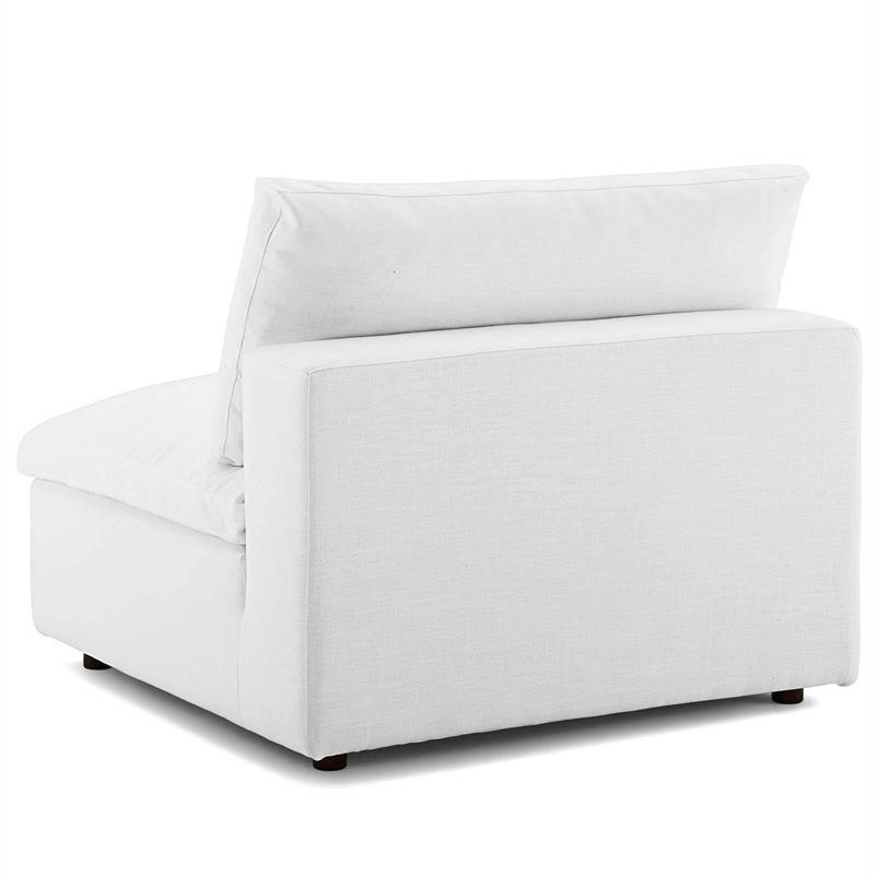 Pemberly Row Modern Down Filled Overstuffed Armless Chair in White