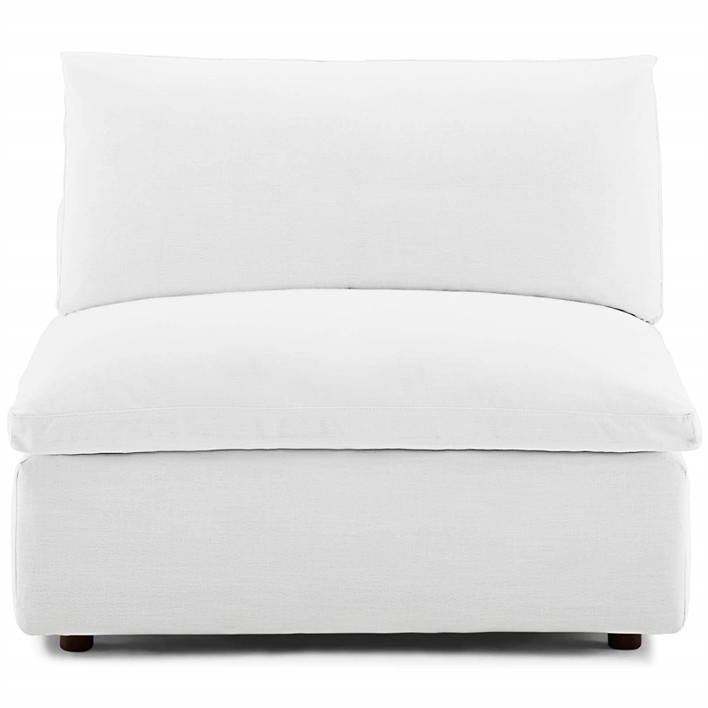 Pemberly Row Modern Down Filled Overstuffed Armless Chair in White