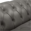 Pemberly Row Leather Upholstered Button Tufted Chesterfield Loveseat in Gray