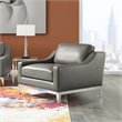 Pemberly Row Modern Leather/Stainless Steel Base Armchair in Gray