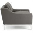 Pemberly Row Modern Leather/Stainless Steel Base Armchair in Gray
