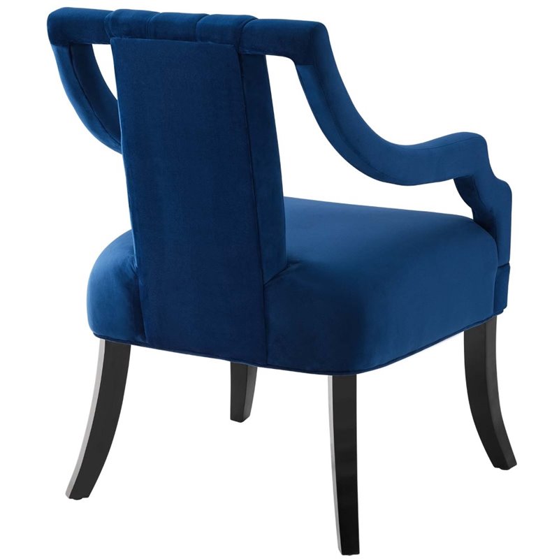 Pemberly Row Modern Performance Velvet Polyester Accent Chair in Navy