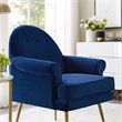 Pemberly Row Modern Velvet Button Tufted Accent Armchair in Navy