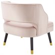 Pemberly Row Modern Velvet Button Tufted Open Back Armchair in Pink