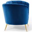 Pemberly Row Modern Velvet Armchair with Stainless Steel Legs in Navy/Gold