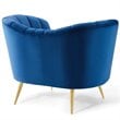 Pemberly Row Modern Velvet Armchair with Stainless Steel Legs in Navy/Gold