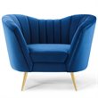 Pemberly Row Modern Velvet Armchair with Stainless Steel Legs in Navy/Gold