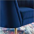 Pemberly Row Modern Velvet Armchair with Stainless Steel Legs in Navy/Gold