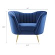 Pemberly Row Modern Velvet Armchair with Stainless Steel Legs in Navy/Gold