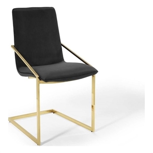 Pemberly Row 20.5&quot Modern Velvet Dining Armchair in Black/Gold