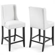 Pemberly Row Modern Faux Leather Counter Stool in White (Set of 2)