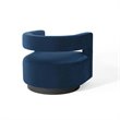Pemberly Row Cutaway Velvet Swivel Armchair in Midnight Blue