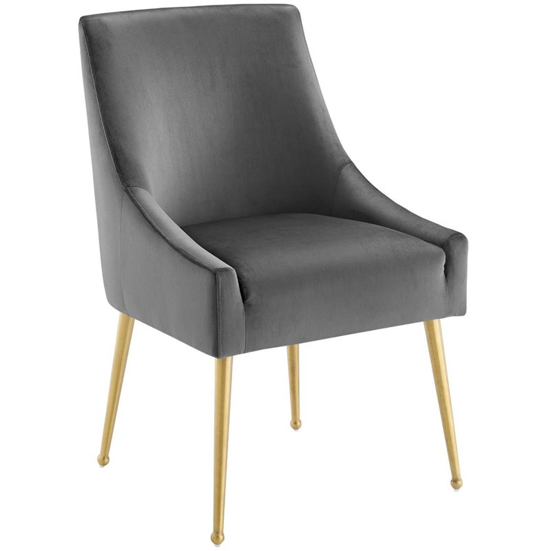 Pemberly Row Upholstered Velvet Dining Chair in Gray (Set of 2)