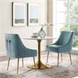 Pemberly Row Pleated Upholstered Velvet Dining Chair in Light Blue (Set of 2)