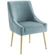 Pemberly Row Pleated Upholstered Velvet Dining Chair in Light Blue (Set of 2)