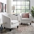 Pemberly Row Channel Tufted Velvet Armchair in White (Set of 2)