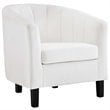 Pemberly Row Channel Tufted Velvet Armchair in White (Set of 2)