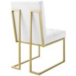 Pemberly Row Upholstered Dining Accent Chair in Gold and White (Set of 2)