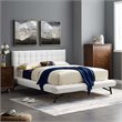 Pemberly Row Biscuit Tufted Velvet Queen Platform Bed in White