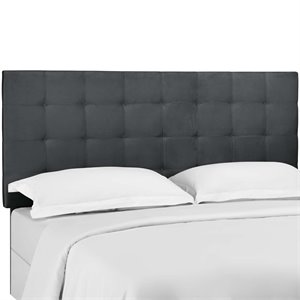 Pemberly Row Modern Tufted Velvet Full Queen Headboard in Gray