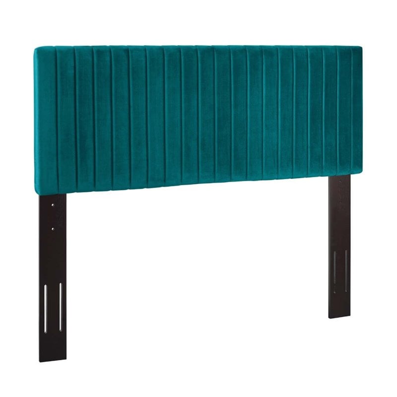 Pemberly Row Modern / Contemporary Velvet Full Queen Headboard in Teal