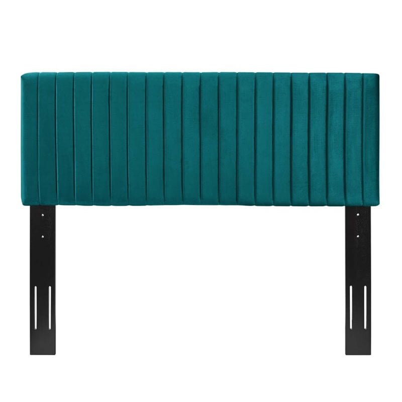 Pemberly Row Modern / Contemporary Velvet Full Queen Headboard in Teal