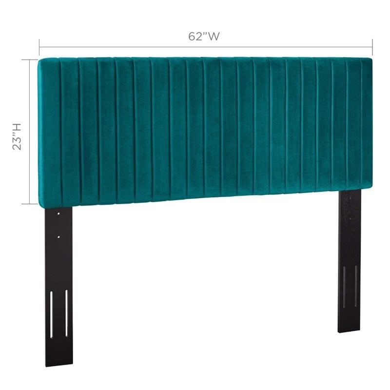 Pemberly Row Modern / Contemporary Velvet Full Queen Headboard in Teal