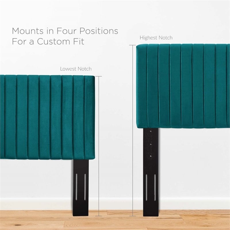 Pemberly Row Modern / Contemporary Velvet Full Queen Headboard in Teal