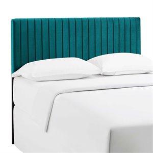 Pemberly Row Modern / Contemporary Velvet Full Queen Headboard in Teal