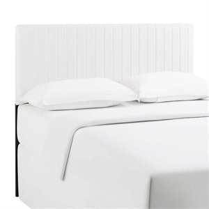 Pemberly Row Modern Faux Leather Full Queen Headboard in White