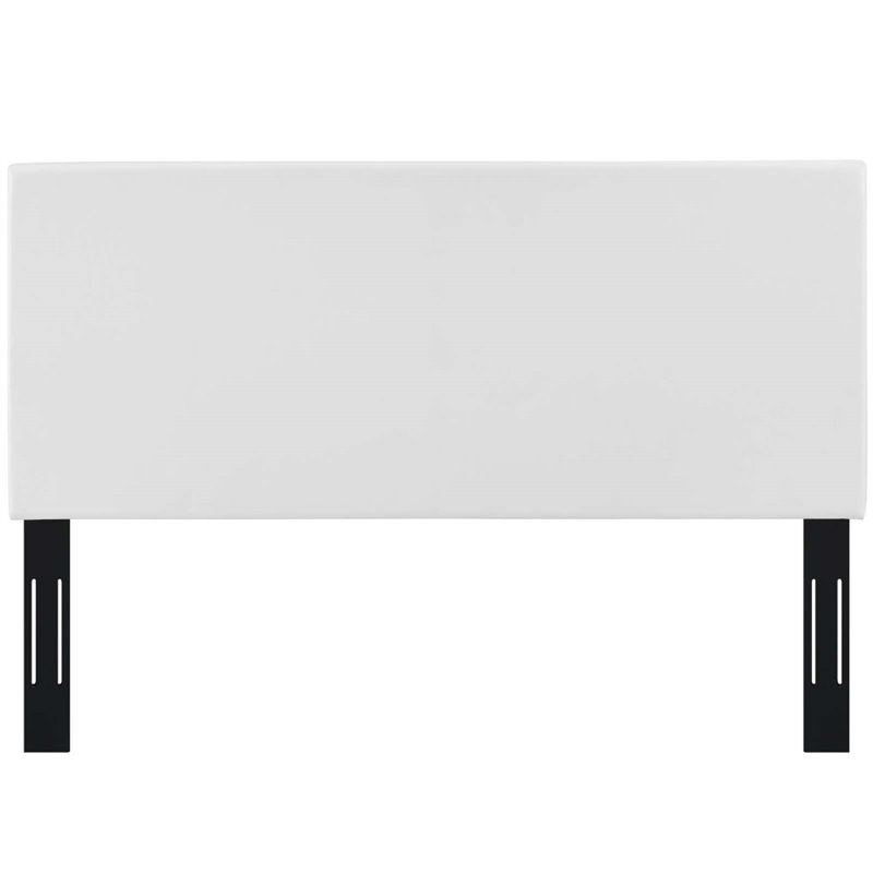 Pemberly Row Upholstered Faux Leather Full Queen Headboard in White