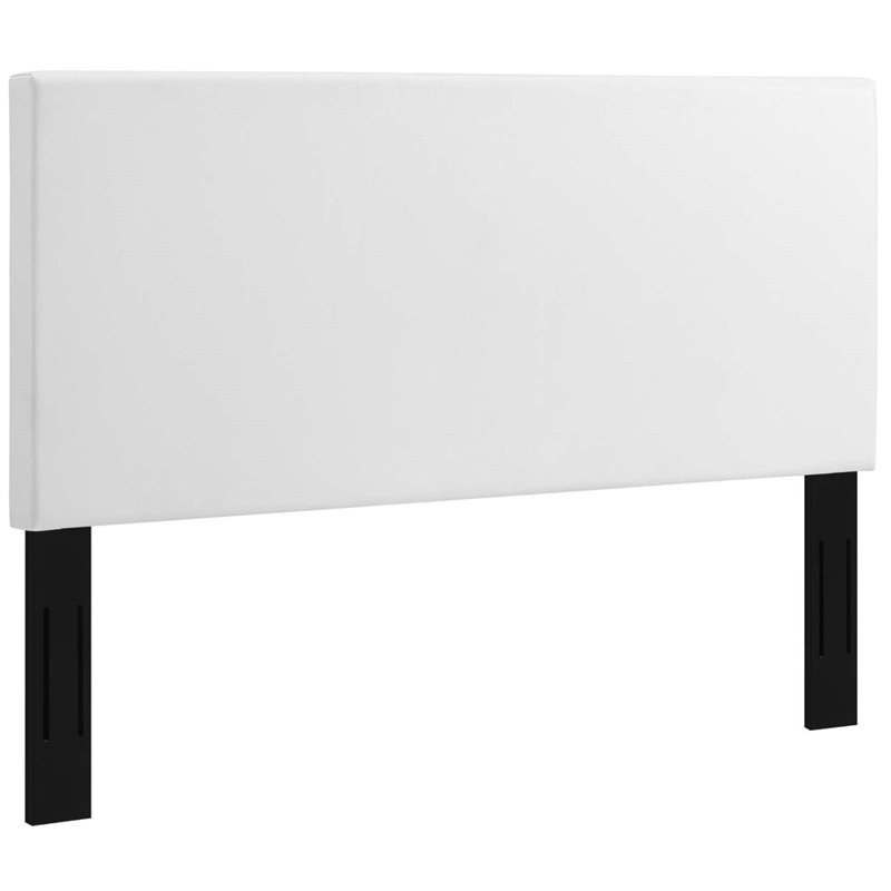 Pemberly Row Upholstered Faux Leather King California King Headboard in White