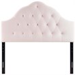 Pemberly Row Modern Diamond Tufted Velvet Queen Headboard in Pink