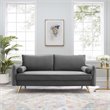Pemberly Row Contemporary Performance Velvet Upholstered Sofa in Gray
